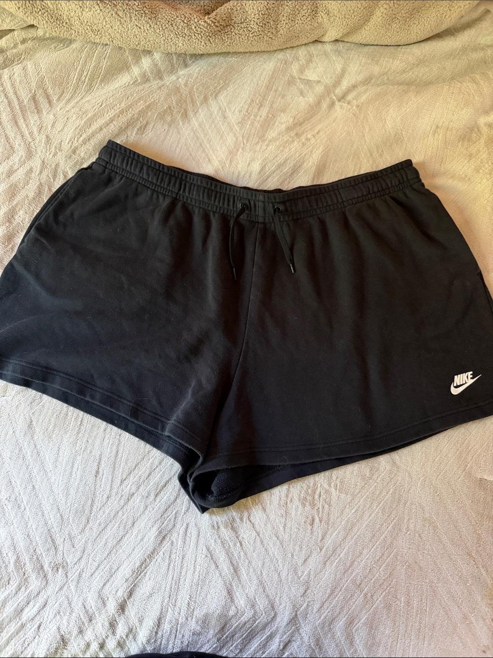 Nike Black Women's Athletic Sweat-Shorts with White Logo women’s 2x